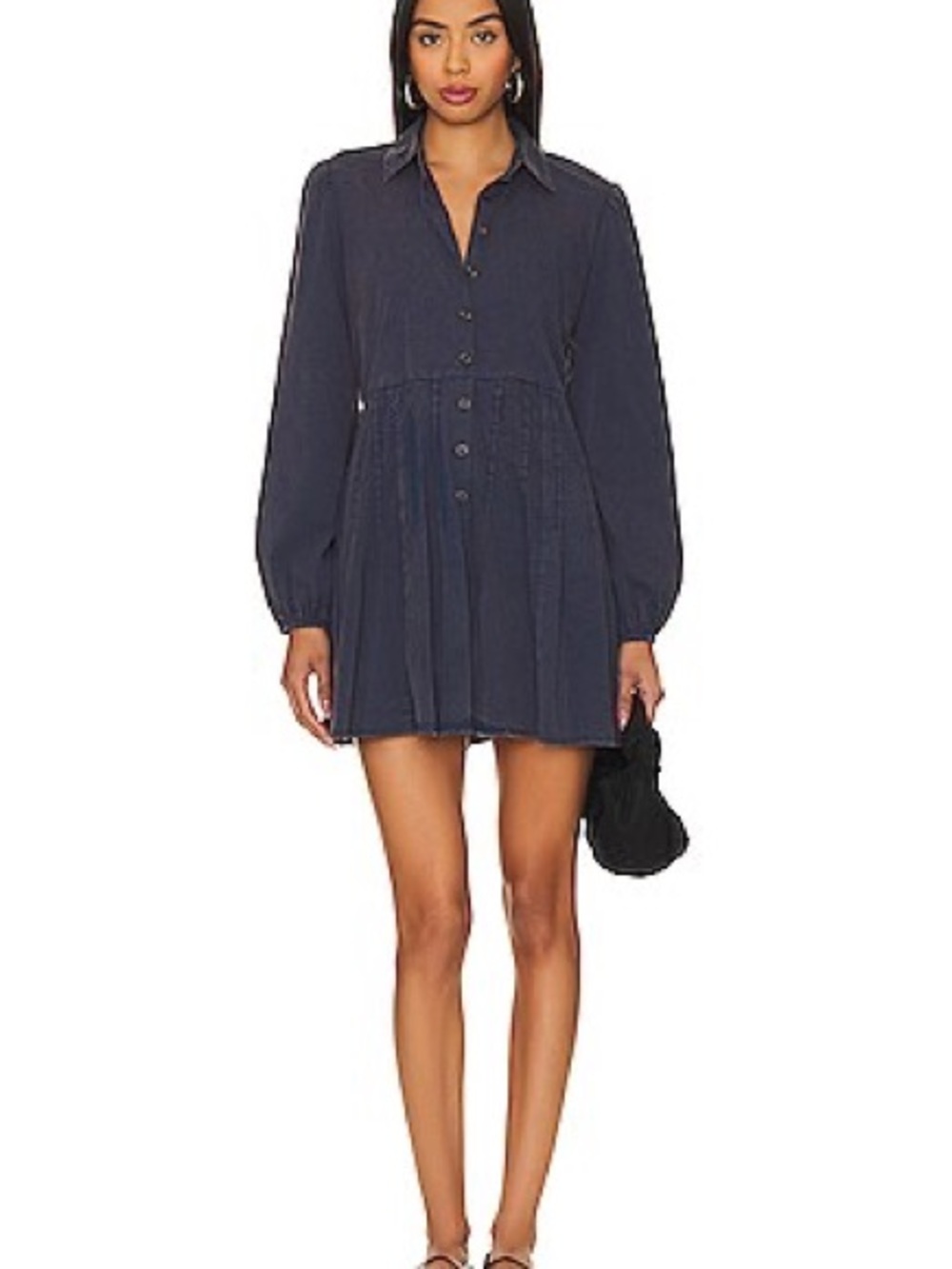 Free People Solid Marvellous Mia Mini Dress Dried Indigo Blue Size XS